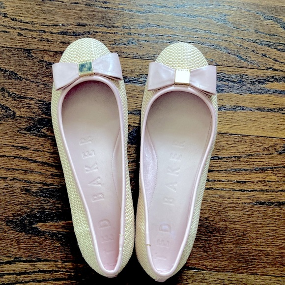 Ted Baker Pink Woven Ballet Flats with Bow - Picture 5 of 5